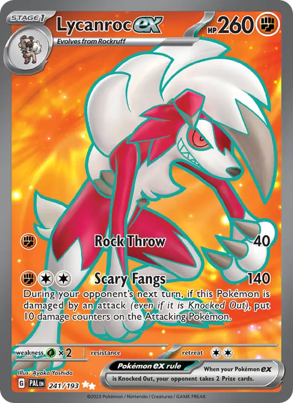 Lycanroc ex Ultra Rare Pokemon card #241 from Paldea Evolved