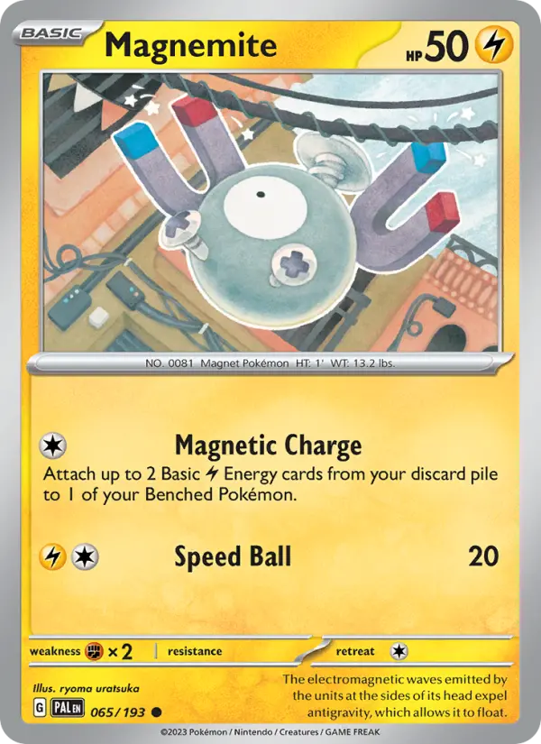 Magnemite Common Pokemon card #065 from Paldea Evolved