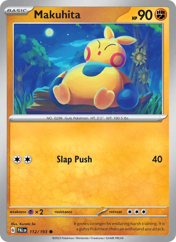 Makuhita Common Pokemon card #112 from Paldea Evolved