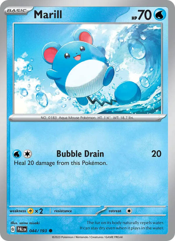 Marill Common Pokemon card #044 from Paldea Evolved