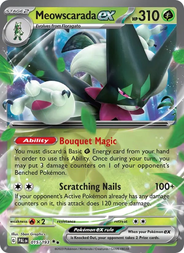 Meowscarada ex Double rare Pokemon card #015 from Paldea Evolved