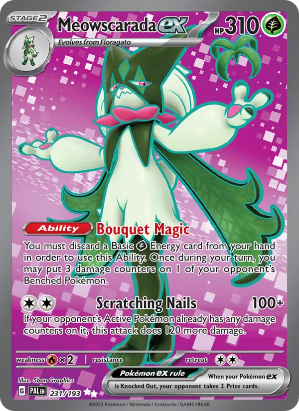 Meowscarada ex Ultra Rare Pokemon card #231 from Paldea Evolved