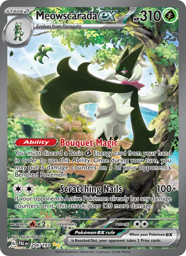 Meowscarada ex Special illustration rare Pokemon card #256 from Paldea Evolved