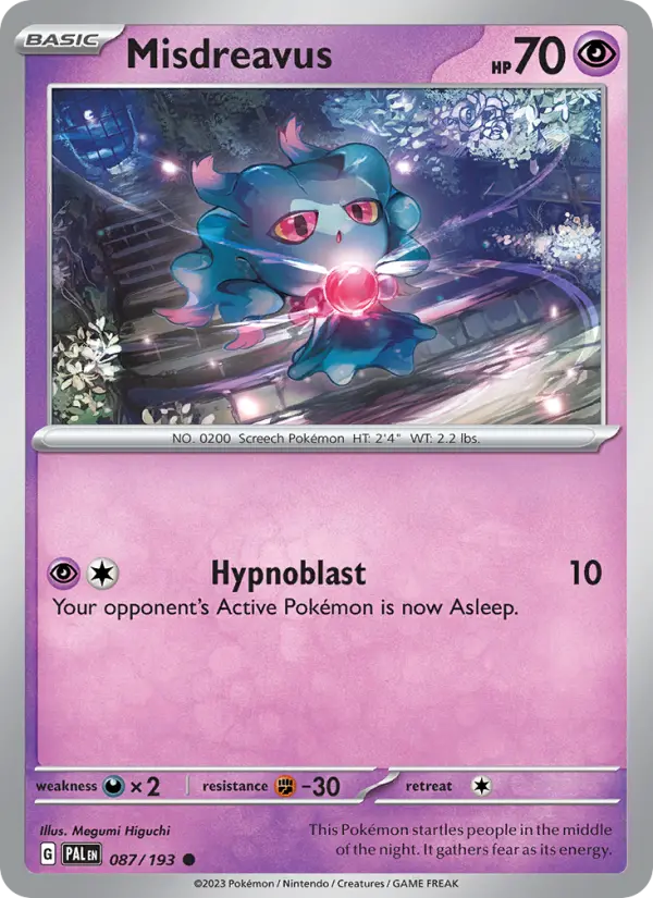 Misdreavus Common Pokemon card #087 from Paldea Evolved