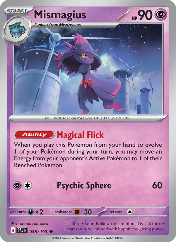 Mismagius Uncommon Pokemon card #088 from Paldea Evolved