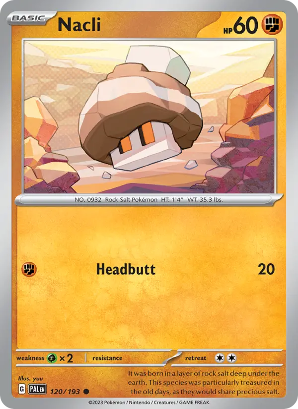 Nacli Common Pokemon card #120 from Paldea Evolved