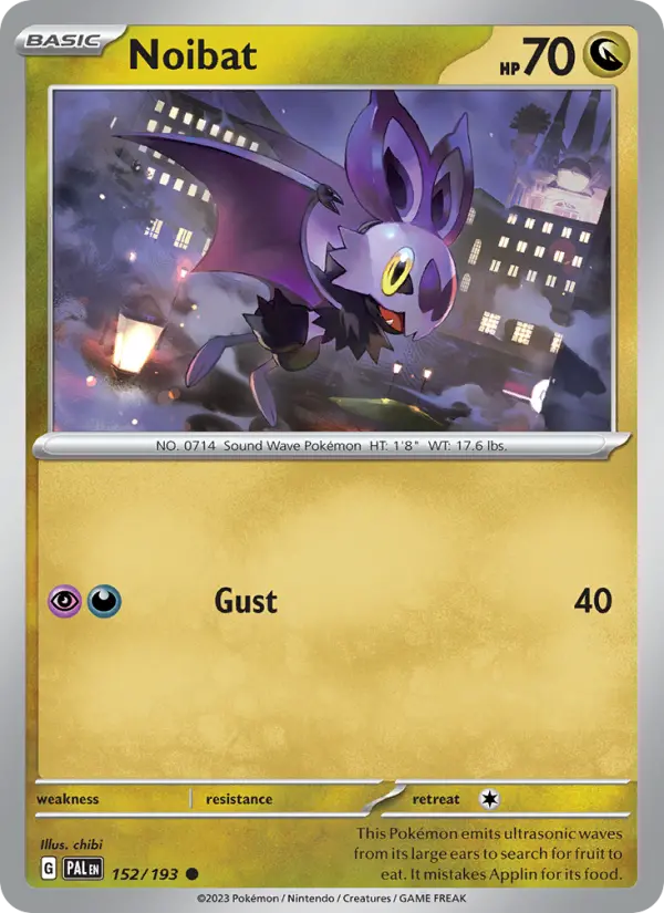 Noibat Common Pokemon card #152 from Paldea Evolved
