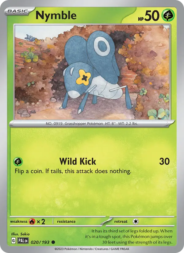 Nymble Common Pokemon card #020 from Paldea Evolved