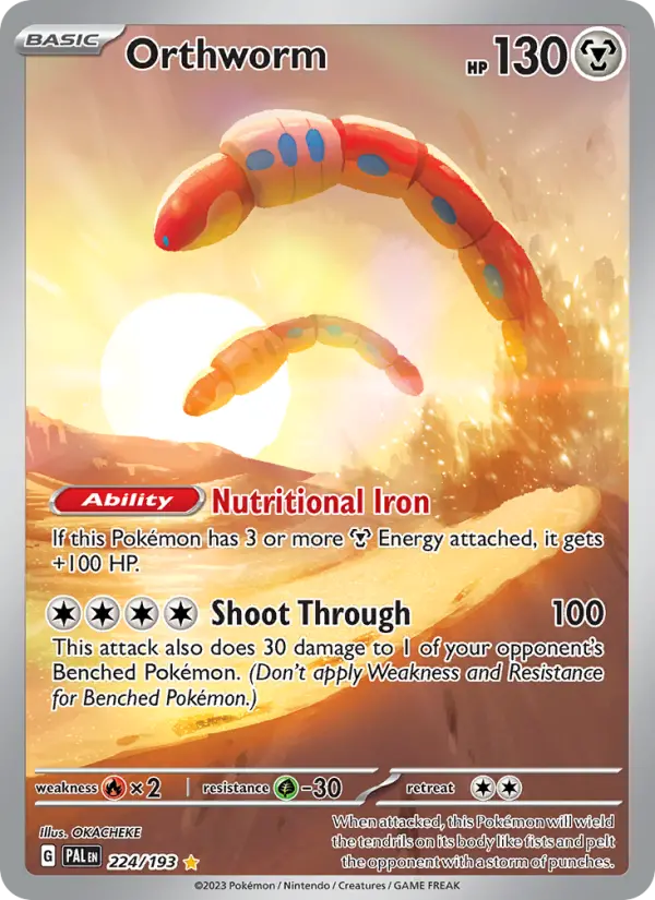 Orthworm Illustration rare Pokemon card #224 from Paldea Evolved