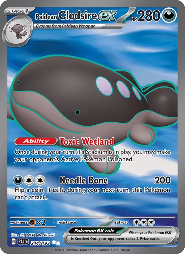 Paldean Clodsire ex Ultra Rare Pokemon card #244 from Paldea Evolved