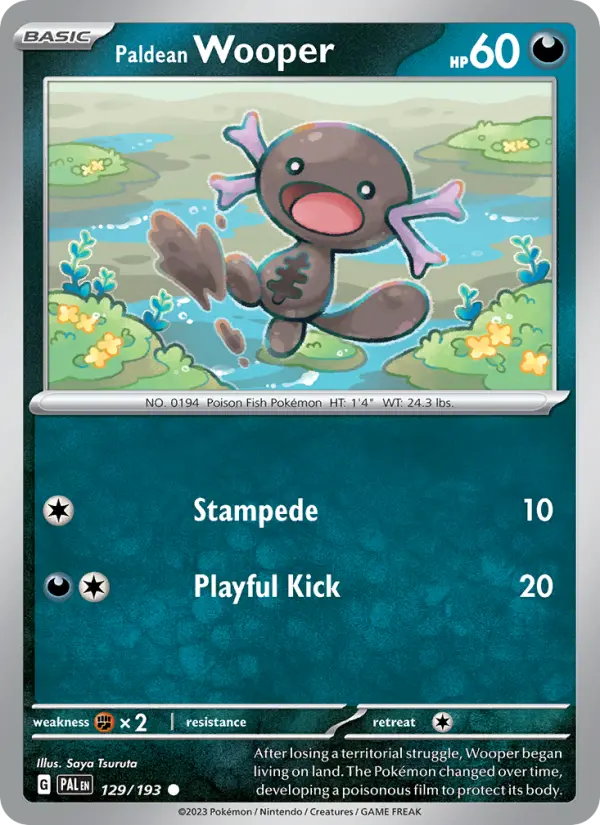 Paldean Wooper Common Pokemon card #129 from Paldea Evolved