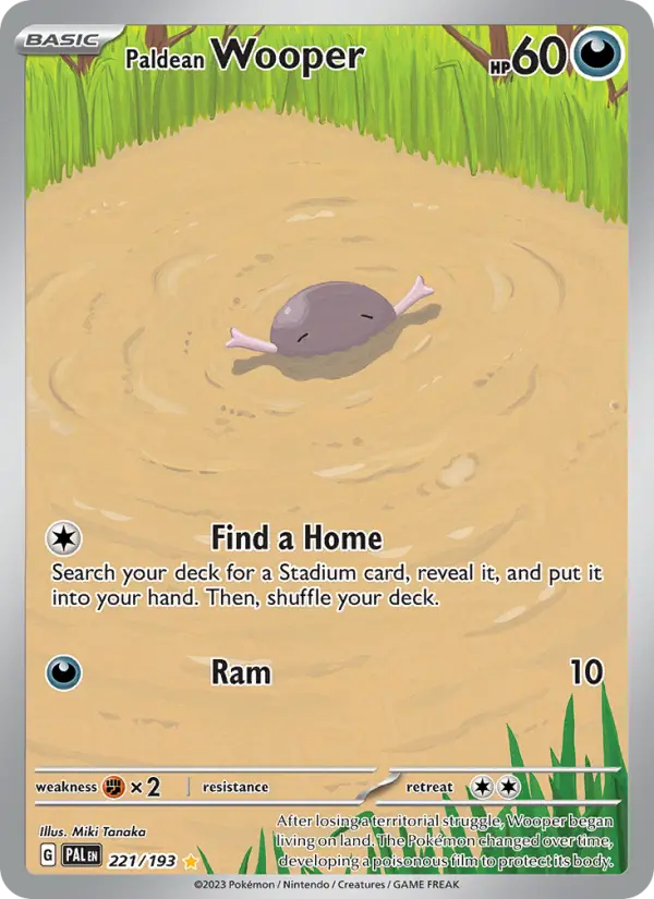 Paldean Wooper Illustration rare Pokemon card #221 from Paldea Evolved