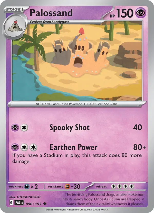 Palossand Uncommon Pokemon card #096 from Paldea Evolved