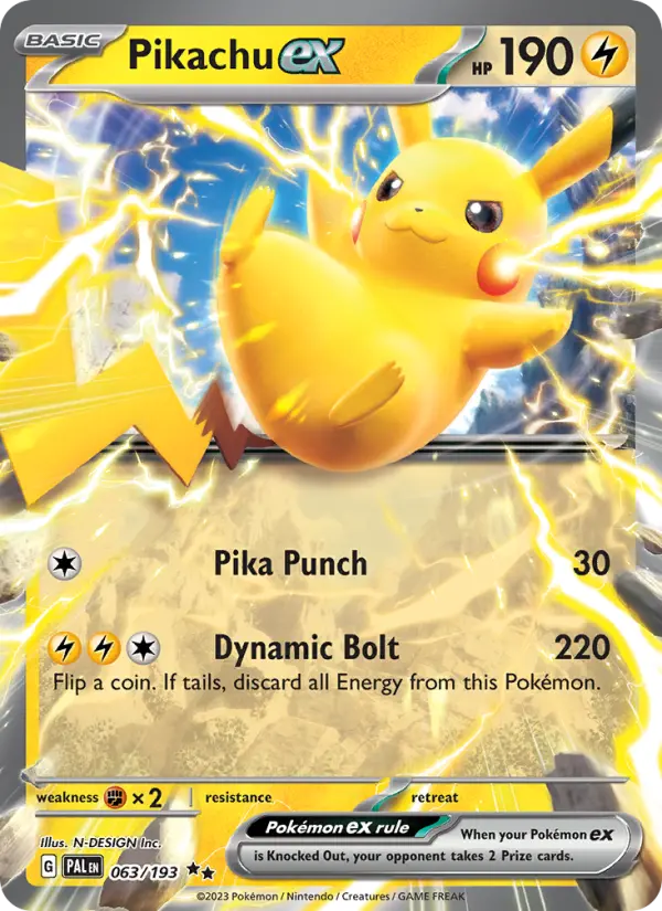 Pikachu ex Double rare Pokemon card #063 from Paldea Evolved