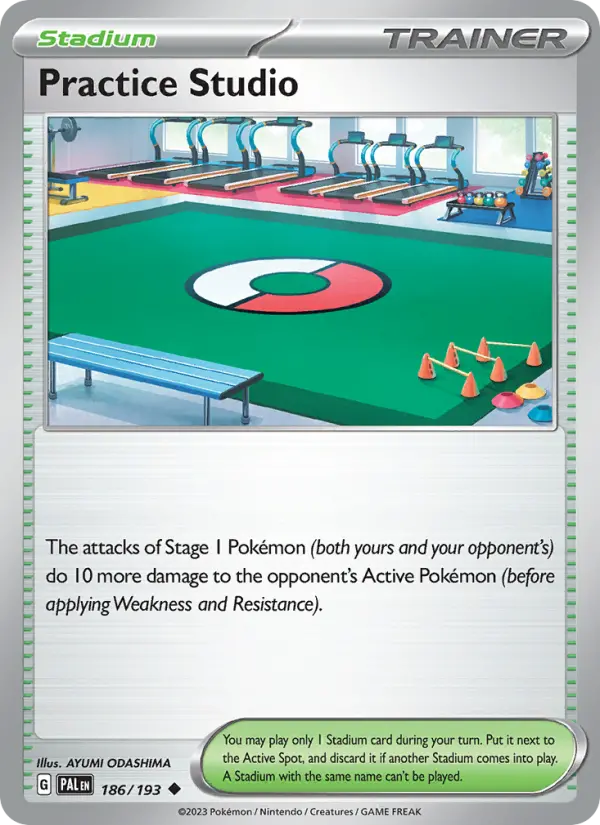 Practice Studio Uncommon Pokemon card #186 from Paldea Evolved