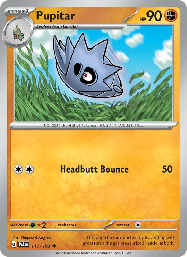 Pupitar Uncommon Pokemon card #111 from Paldea Evolved