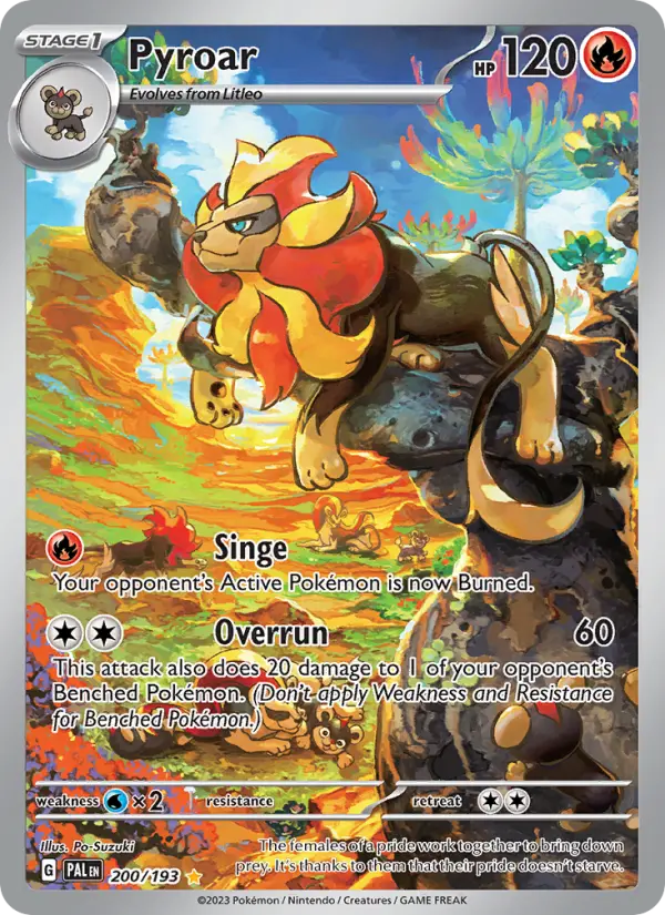 Pyroar Illustration rare Pokemon card #200 from Paldea Evolved