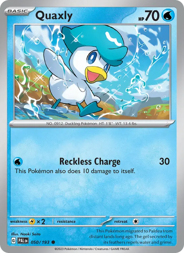 Quaxly Common Pokemon card #050 from Paldea Evolved
