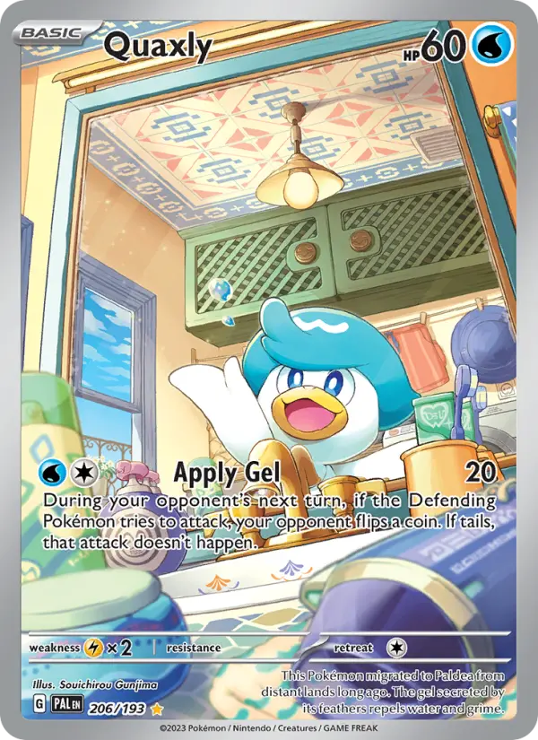 Quaxly Illustration rare Pokemon card #206 from Paldea Evolved