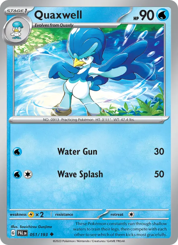 Quaxwell Uncommon Pokemon card #051 from Paldea Evolved