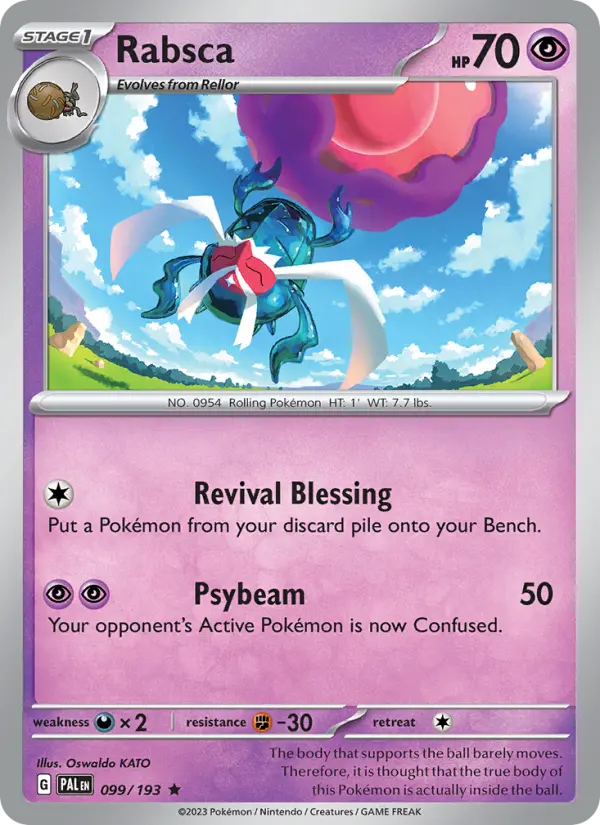 Rabsca Rare Pokemon card #099 from Paldea Evolved