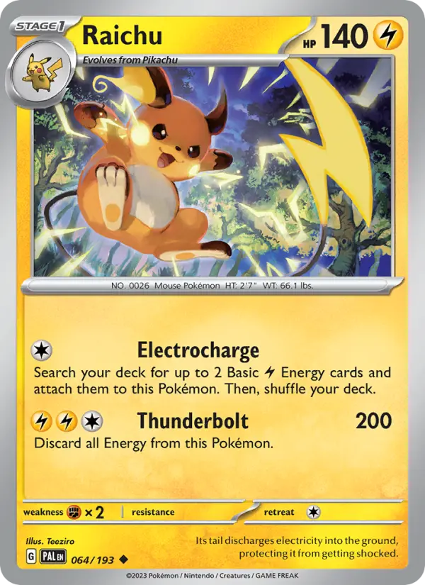 Raichu Uncommon Pokemon card #064 from Paldea Evolved