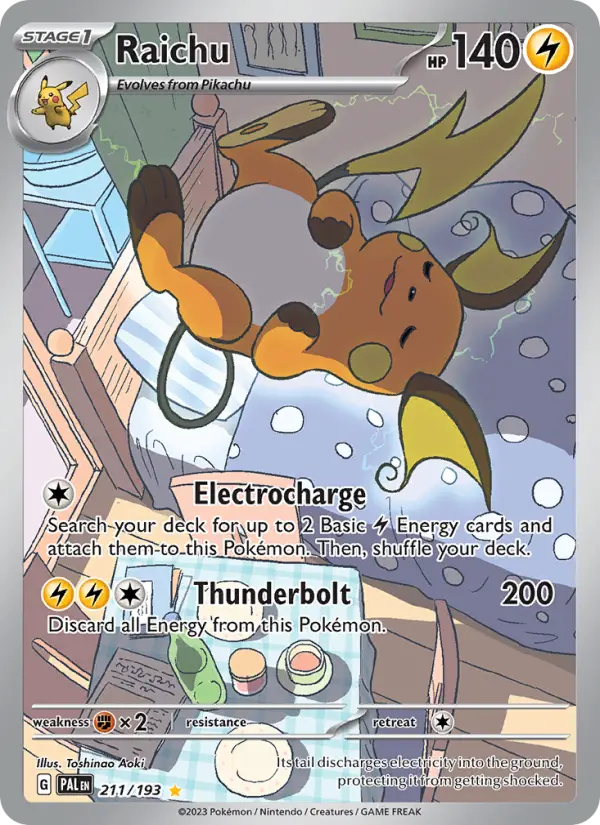 Raichu Illustration rare Pokemon card #211 from Paldea Evolved