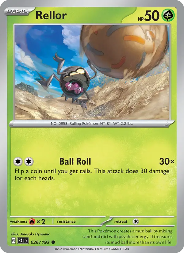 Rellor Common Pokemon card #026 from Paldea Evolved