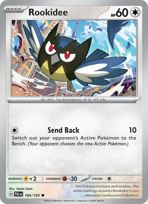 Rookidee Common Pokemon card #164 from Paldea Evolved