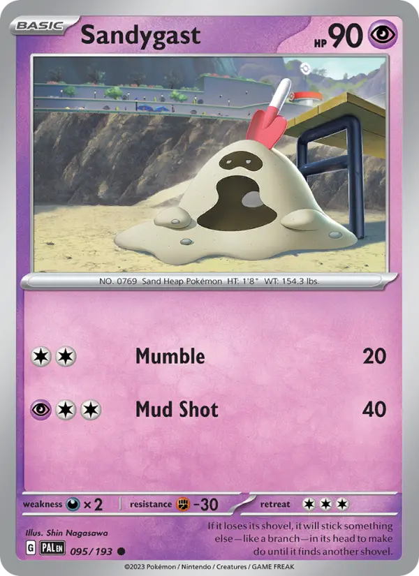 Sandygast Common Pokemon card #095 from Paldea Evolved