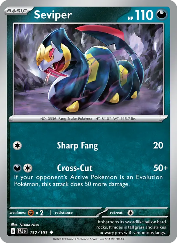 Seviper Uncommon Pokemon card #137 from Paldea Evolved