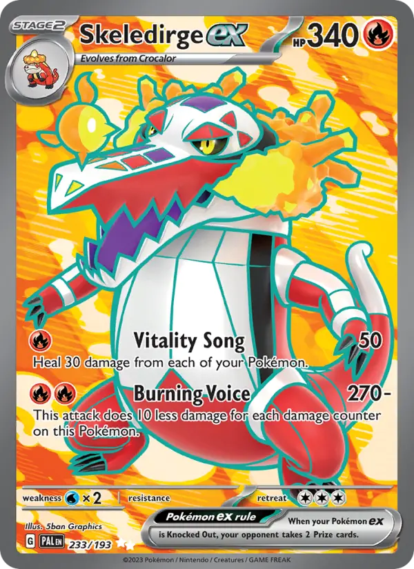 Skeledirge ex Ultra Rare Pokemon card #233 from Paldea Evolved