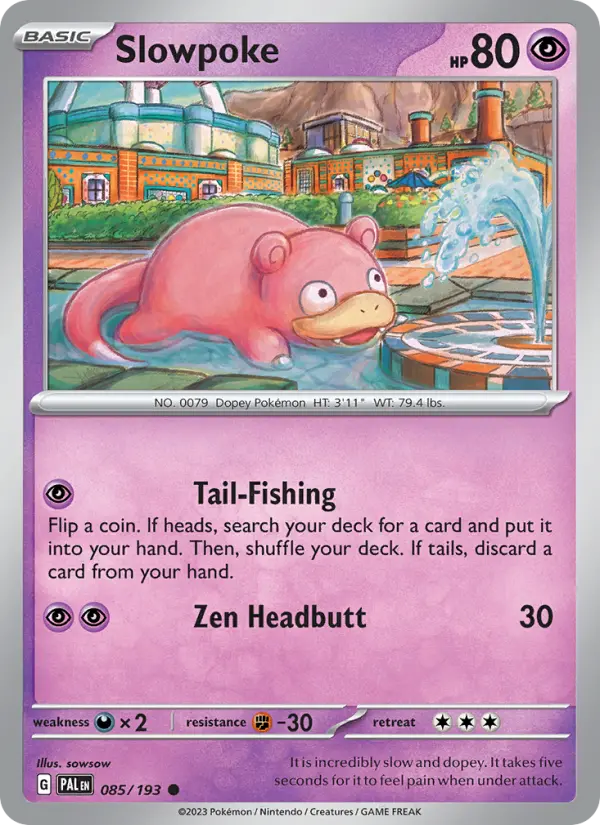 Slowpoke Common Pokemon card #085 from Paldea Evolved
