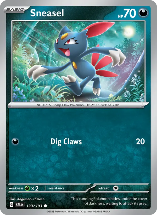 Sneasel Common Pokemon card #133 from Paldea Evolved