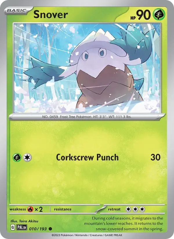 Snover Common Pokemon card #010 from Paldea Evolved