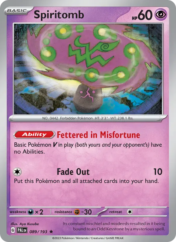 Spiritomb Rare Pokemon card #089 from Paldea Evolved