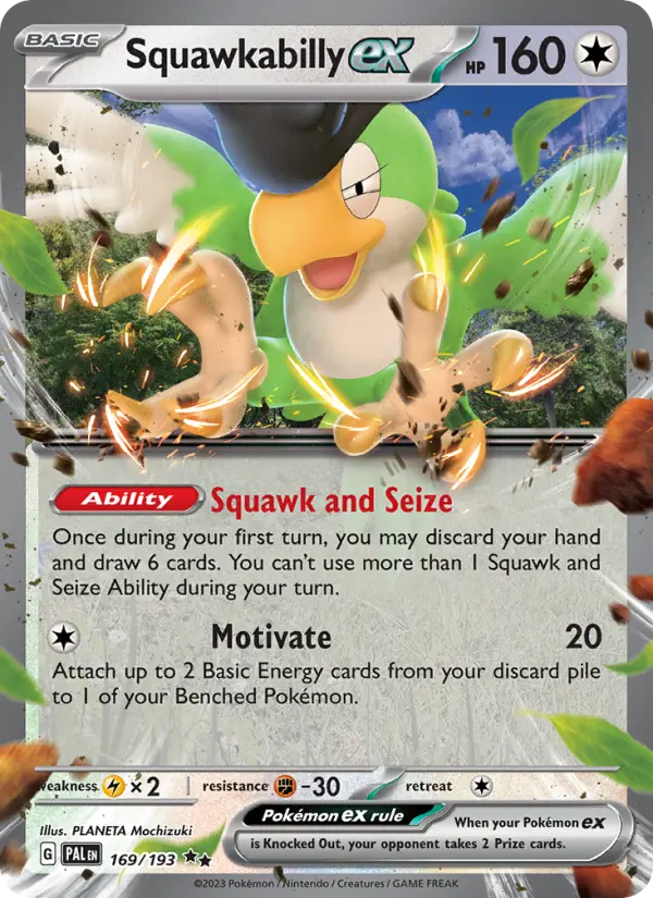 Squawkabilly ex Double rare Pokemon card #169 from Paldea Evolved