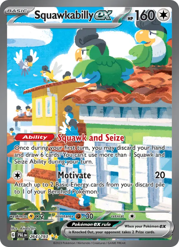 Squawkabilly ex Special illustration rare Pokemon card #264 from Paldea Evolved