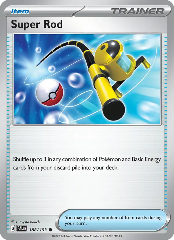 Super Rod Common Pokemon card #188 from Paldea Evolved