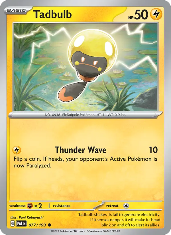 Tadbulb Common Pokemon card #077 from Paldea Evolved