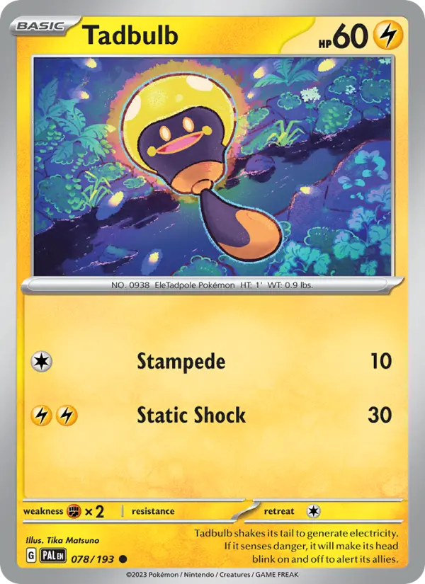 Tadbulb Common Pokemon card #078 from Paldea Evolved