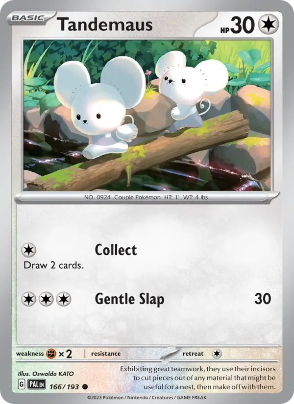 Tandemaus Common Pokemon card #166 from Paldea Evolved