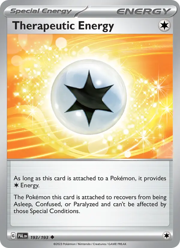 Therapeutic Energy Uncommon Pokemon card #193 from Paldea Evolved
