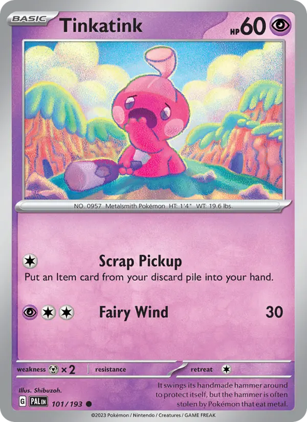 Tinkatink Common Pokemon card #101 from Paldea Evolved
