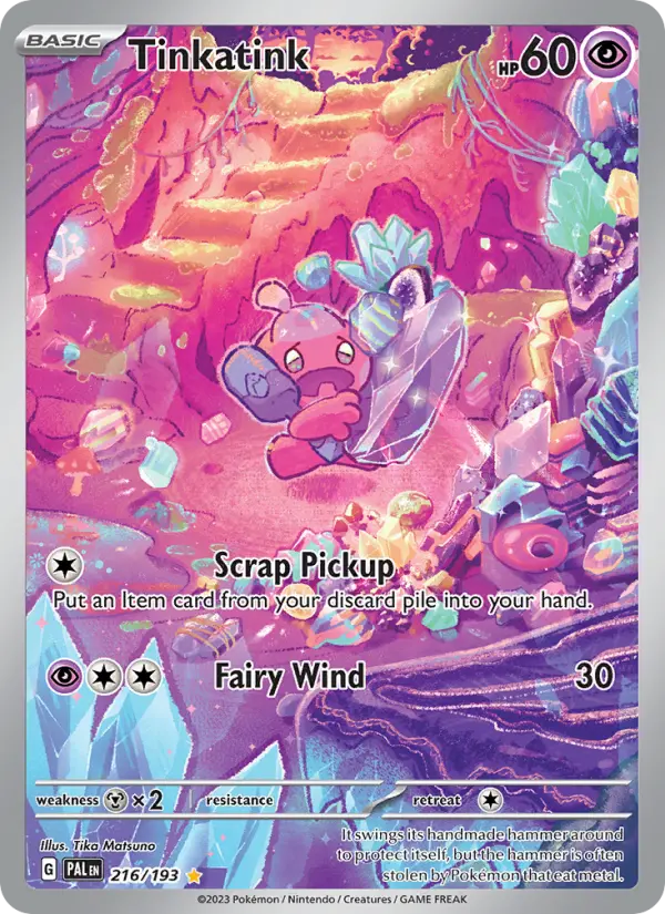 Tinkatink Illustration rare Pokemon card #216 from Paldea Evolved