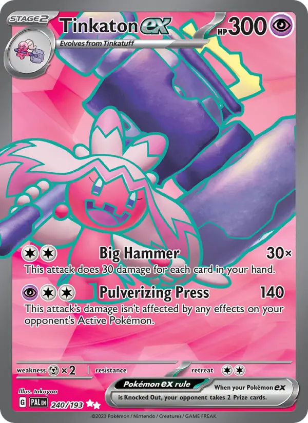 Tinkaton ex Ultra Rare Pokemon card #240 from Paldea Evolved