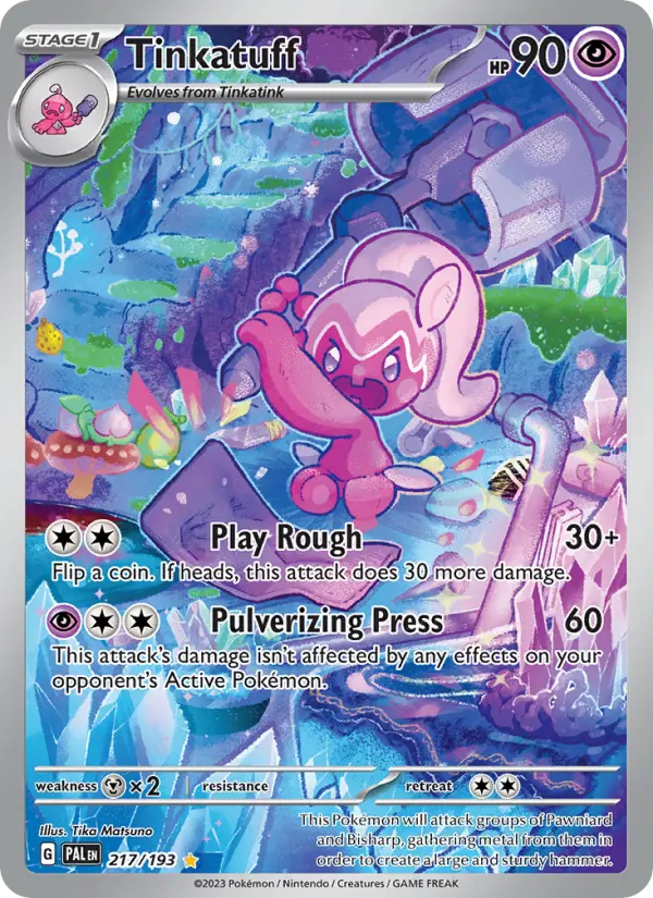 Tinkatuff Illustration rare Pokemon card #217 from Paldea Evolved