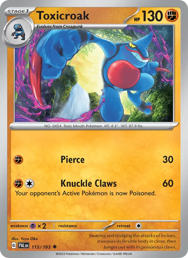 Toxicroak Uncommon Pokemon card #115 from Paldea Evolved