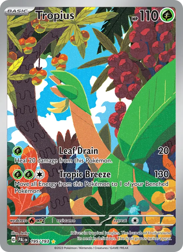 Tropius Illustration rare Pokemon card #195 from Paldea Evolved