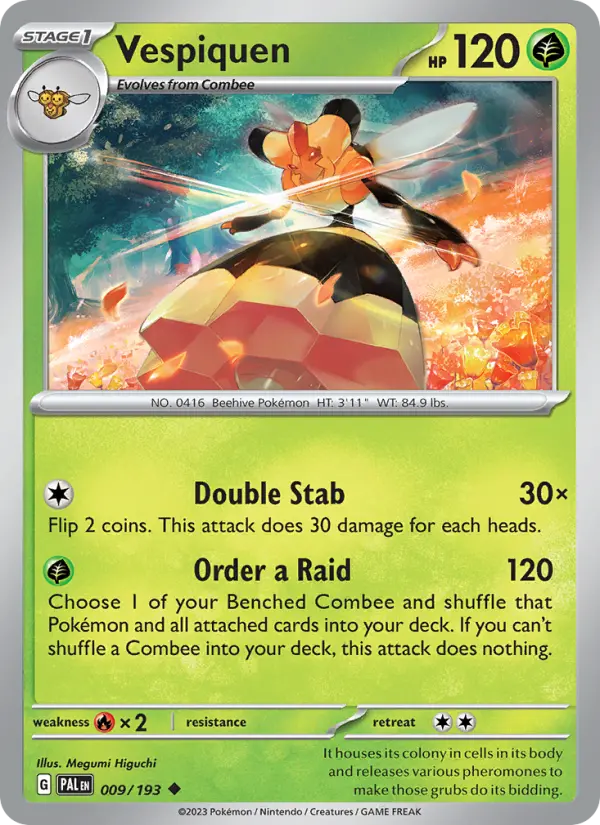 Vespiquen Uncommon Pokemon card #009 from Paldea Evolved